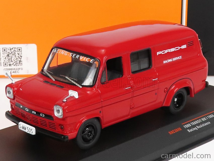PRE-ORD3R IXO Models Modeliukas 1966 Ford Transit MKI Van Porsche Racing Service Rally Assistance Van