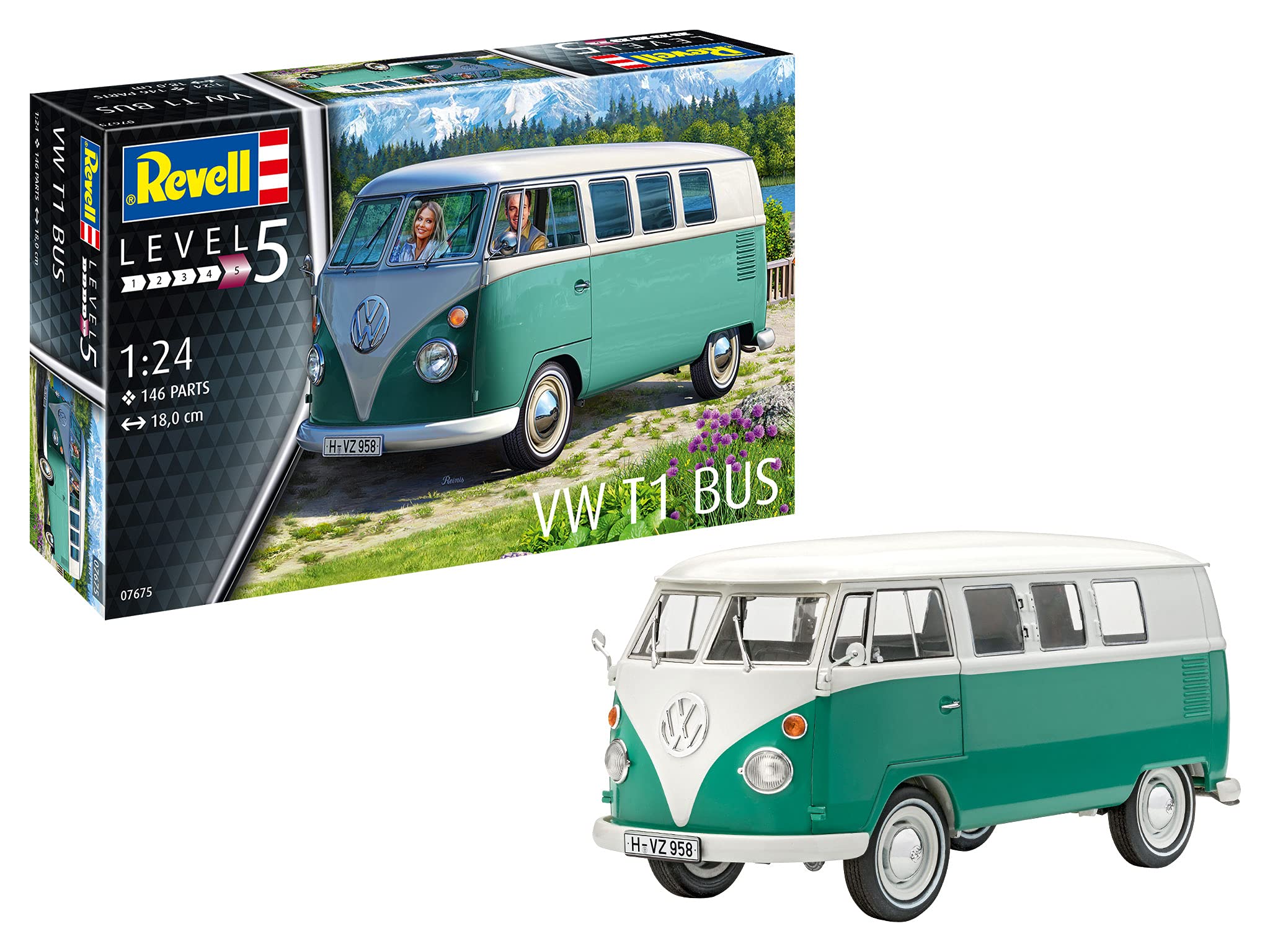 Revell - Germany Surenkamas modeliukas 1/24 Volkswagen T1 Bus Level 5, plastic modelkit