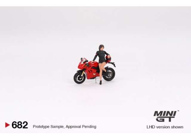 Mini GT Modeliukas Ducatie Panigale V4 S with Ducati Girl, red/black (yra Sandėlyje)