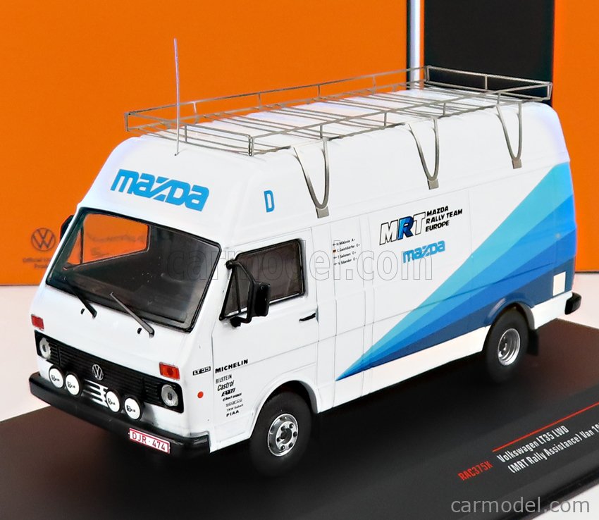 PRE-ORD3R IXO Models Modeliukas 1/43 Volkswagen LT35 Mazda Rally Team Europe Rally Assistance Van, white/blue