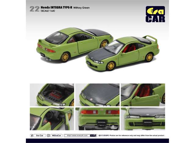 Era Car Modeliukas Honda Integra Type-R DC2, militairy green/ black hood
