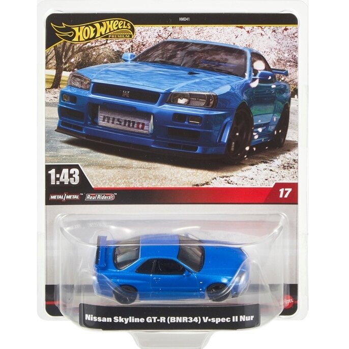 PRE-ORDER Hot Wheels Premium Modeliukas 1/43 Nissan Skyline GT-R BNR34 V-Spec, blue