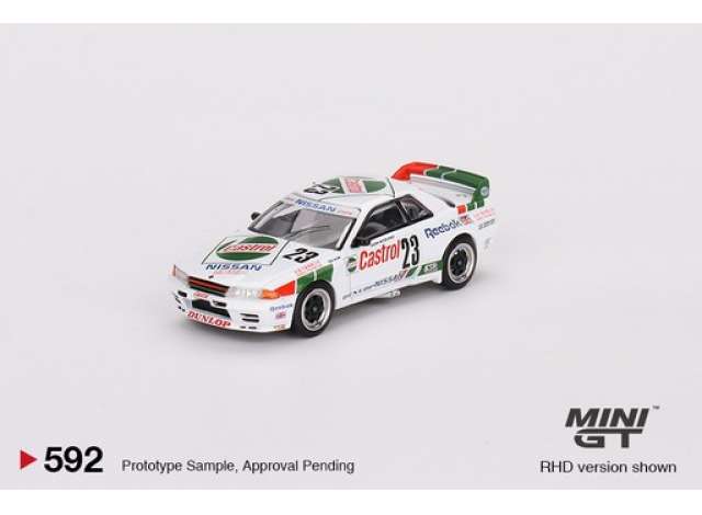 Mini GT Modeliukas 1990 Nissan Skyline GT-R (R32) GR.A #23 Winner Macau Guia Race, white/red (yra Sandėlyje)