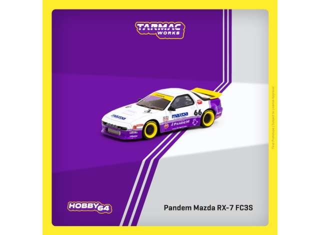 Tarmac Modeliukas 1/64 Pandem Mazda RX7 FC3S, white/purple