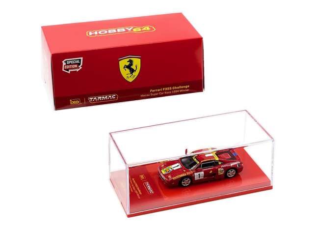 PRE-ORD3R Tarmac Modeliukas 1/64 Ferrari F355 Challenge #1 Charles Kwan, Macau Super Car Race 1994 Winner, red