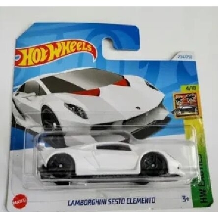 Hot Wheels Mainline Modeliukas Lamborghini Sesto Elemento White Short Card
