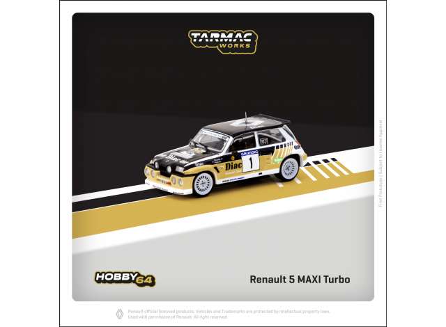 PRE-ORD3R Tarmac Modeliukas 1/64 1986 Renault 5 Maxi Turbo #1 François Chatriot / Michel PérinRally du Var, black/gold