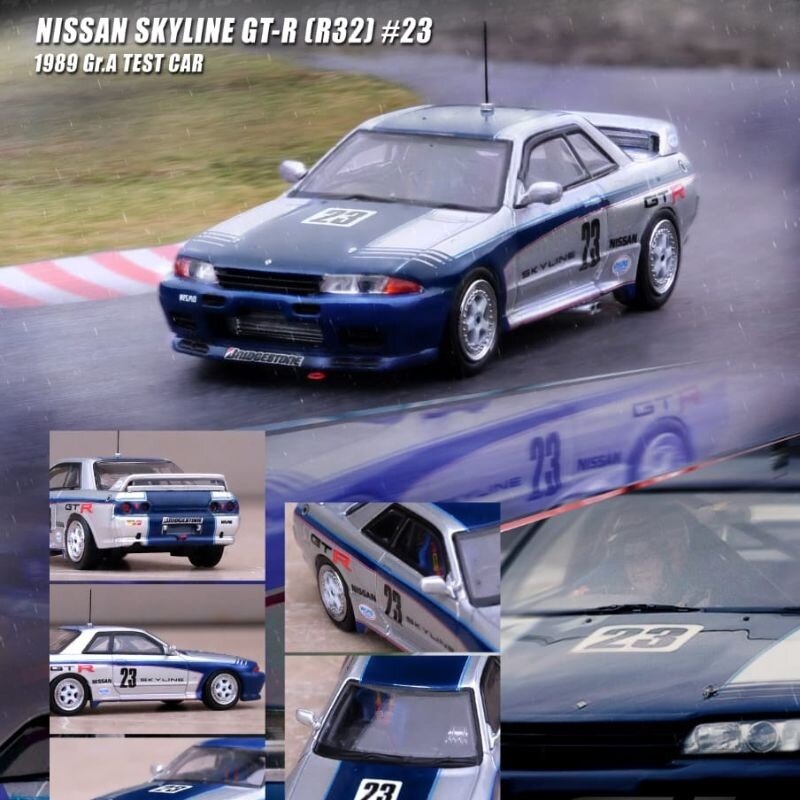 Inno64 Modeliukas Nissan Skyline GT-R (R32) #23 GR.A Test Car 1989, blue/white (yra Sandėlyje)