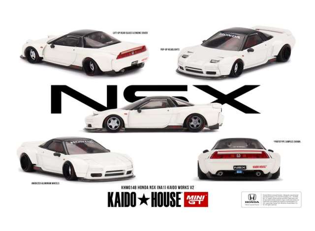Mini GT Modeliukas 1/64 1990 Honda NSX (NA1) Kaido Works V2, white (yra Sandėlyje)