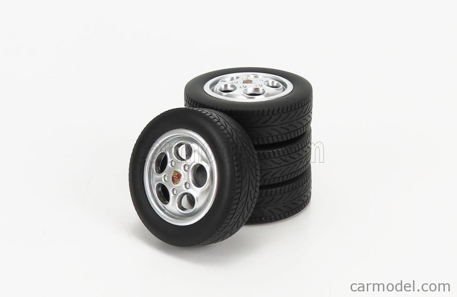 PRE-ORD3R KK Scale Ratų komplektas 1/18 Porsche Telefonfelge Wheel and Tyre Set, black/chrome
