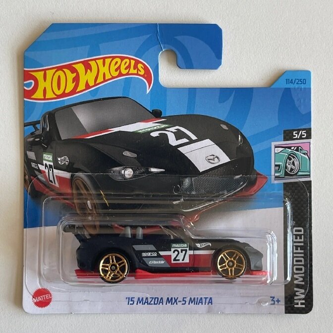 Hot Wheels Mainline Modeliukas 15 Mazda MX-5 Miata black (yra Sandėlyje)