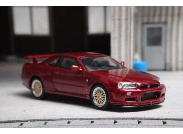 PRE-ORD3R Stance Hunters Modeliukas 1/64 Nissan R34 V Spec II, red carbon