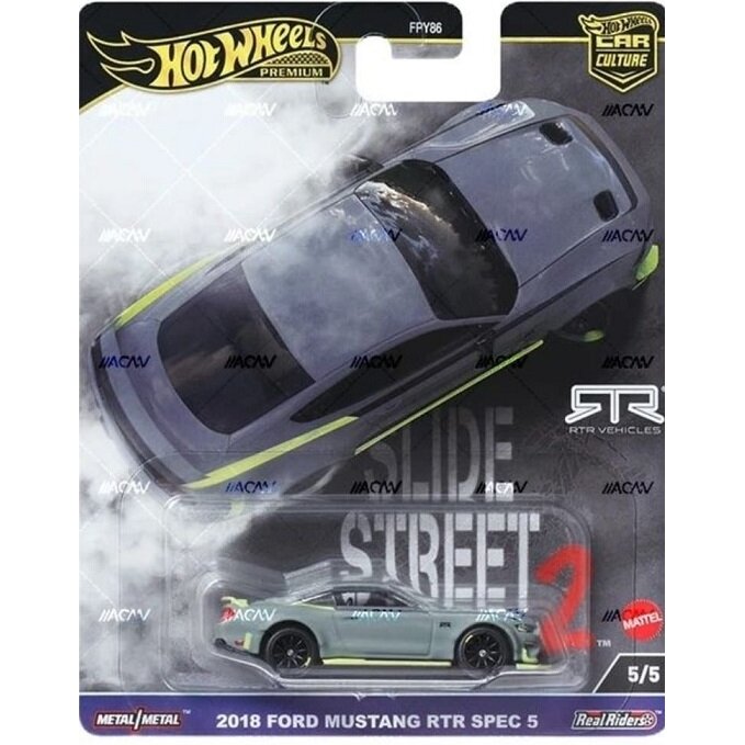Hot Wheels Premium Slide Street 2 2024 Modeliukas 2018 Ford Mustang RTR Spec 5, 5/5
