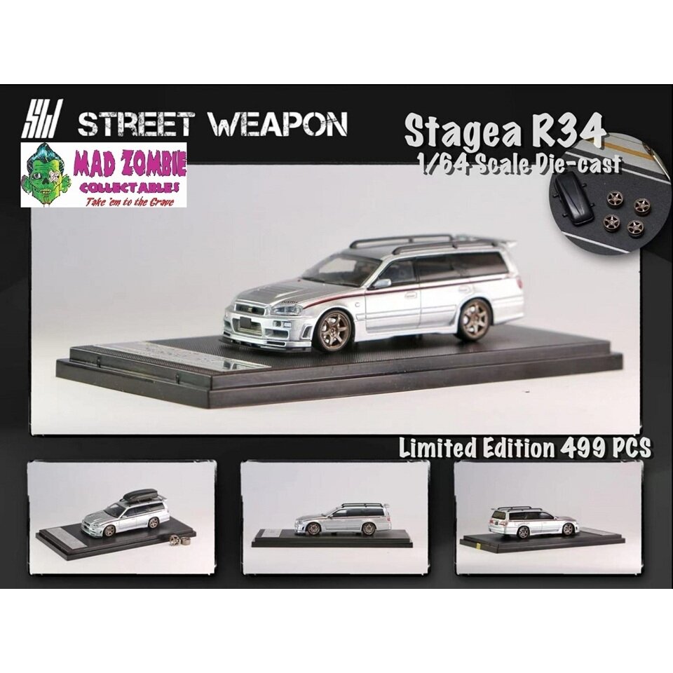 PRE-ORD3R Street Weapon Modeliukas 1/64 Nissan R34 Wagon, silver