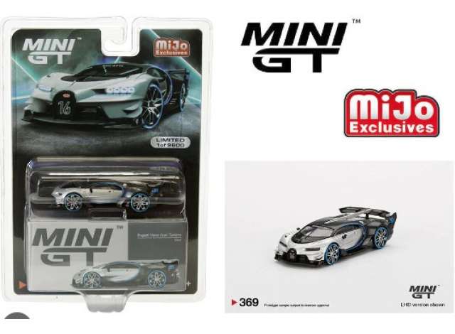 PRE-ORD3R Mini GT Modeliukas Bugatti Vision Gran Turismo, silver/black