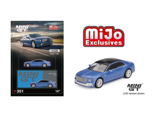 PRE-ORD3R Mini GT Modeliukas 1/64 Bentley Flying Spur, blue with black roof