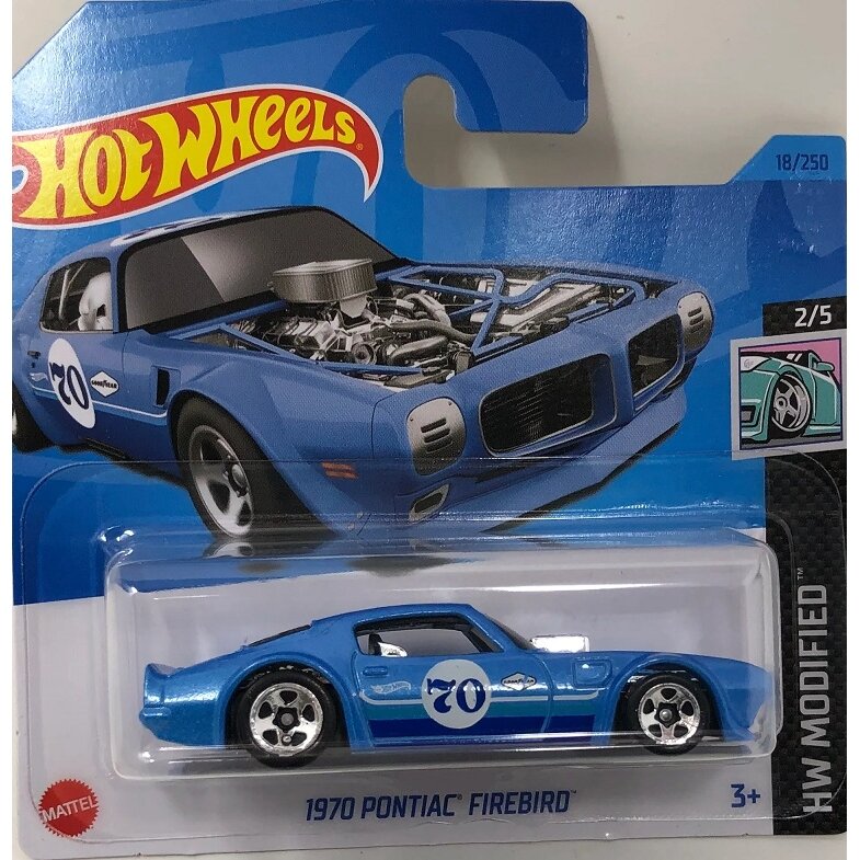 Hot Wheels Modeliukas 1970 Pontiac Firebird Blue short card (yra Sandėlyje)