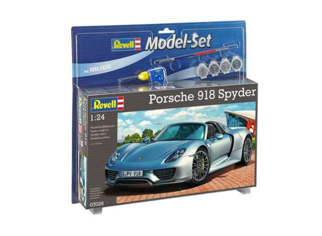Revell - Germany Surenkamas modeliukas Model set Porsche 918 spyder, plastic modelkit with glue, paint and pencil