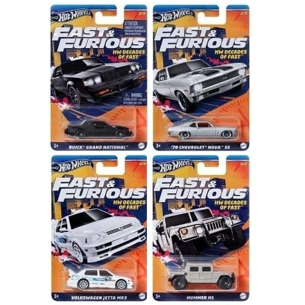 Hot Wheels Fast Furious Modeliukų rinkinys, 4 vnt.