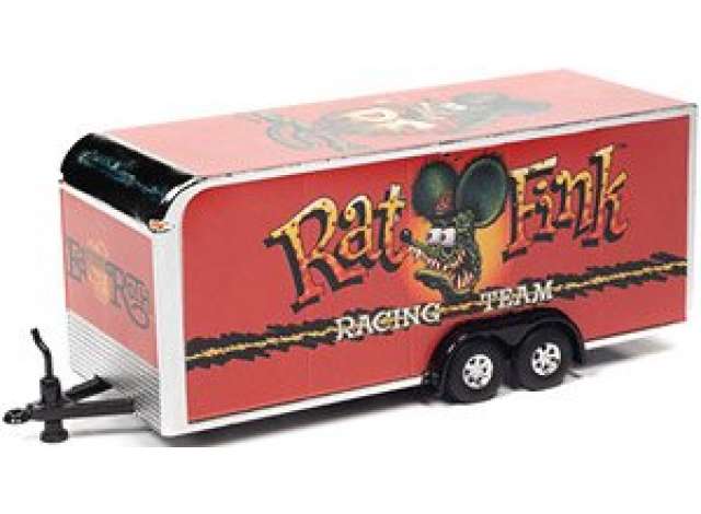 PRE-ORD3R Auto World Modeliukas Enclosed Trailer *Rat Fink*, red