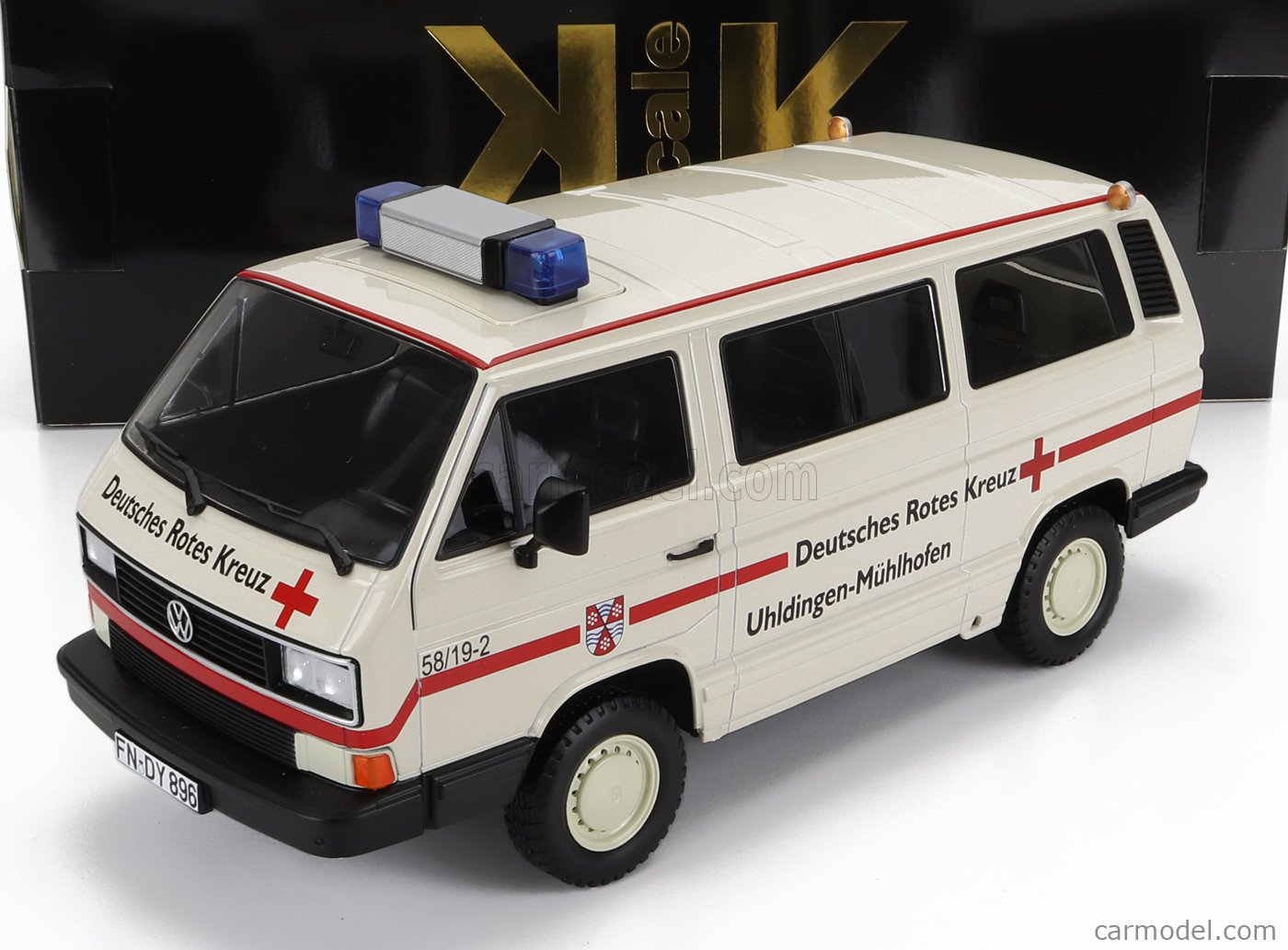 KK Scale Modeliukas 1/18 1987 Volkswagen Bus T3 *Deutsches Rotes*, creme/red