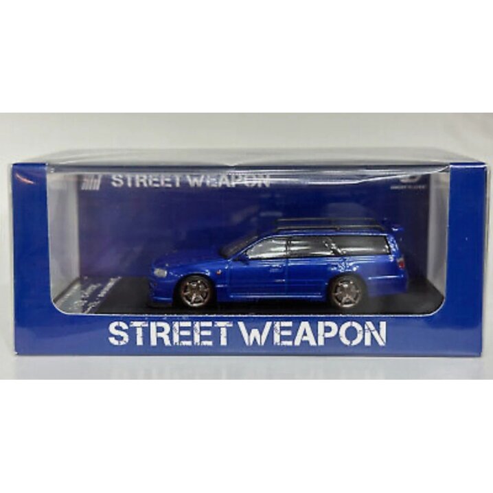 PRE-ORD3R Street Weapon Modeliukas 1/64 Nissan R34 Wagon with Carbonfibre Hood, blue
