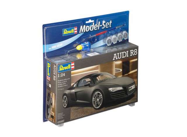 Revell - Germany Surenkamas modeliukas Model set Audi R8 , plastic modelkit with glue, paint and pencil