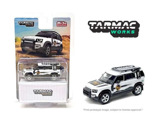 PRE-ORD3R Tarmac Modeliukas 1/64 *TREK Edition* Land Rover Defender 110, white/black