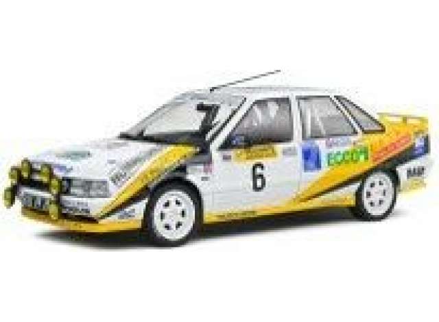 PRE-ORD3R Solido Modeliukas 1/18 1991 Renault R21 Turbo Gr. A Rally Charlemagne #6, white/yellow/blue