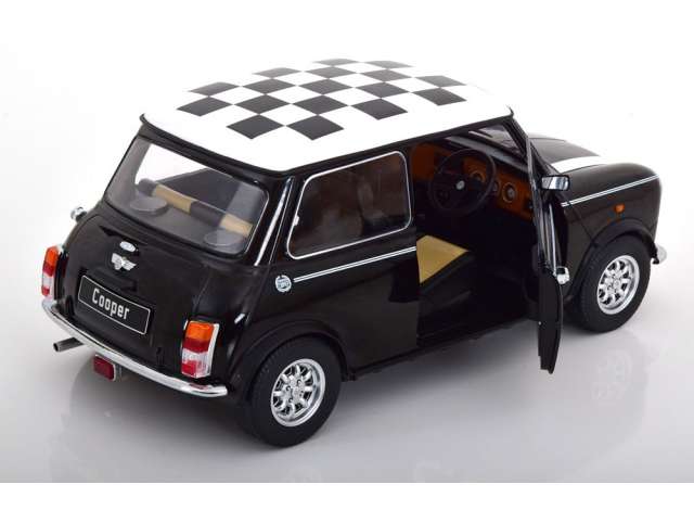 PRE-ORD3R KK Scale Modeliukas 1/12 Mini Cooper with Chequered Flag, black/white