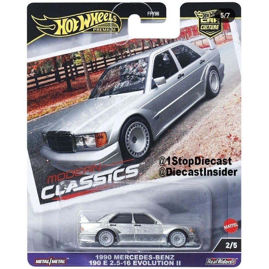 Hot Wheels Premium Modern Classics Modeliukas Mercedes Benz 190E 2,5 Evolution II (yra Sandėlyje)