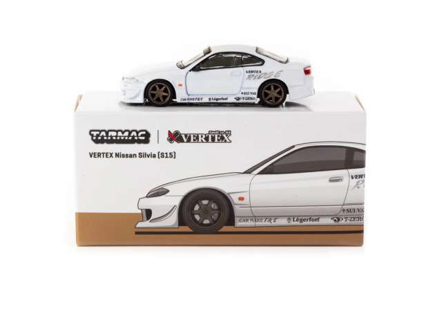 PRE-ORD3R Tarmac Modeliukas 1/64 Vertex Nissan Silvia S15 *Falken*, white