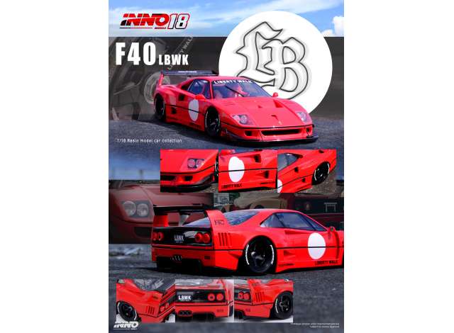 Inno18 Modeliukas 1/18 Resin LBWK F40, red