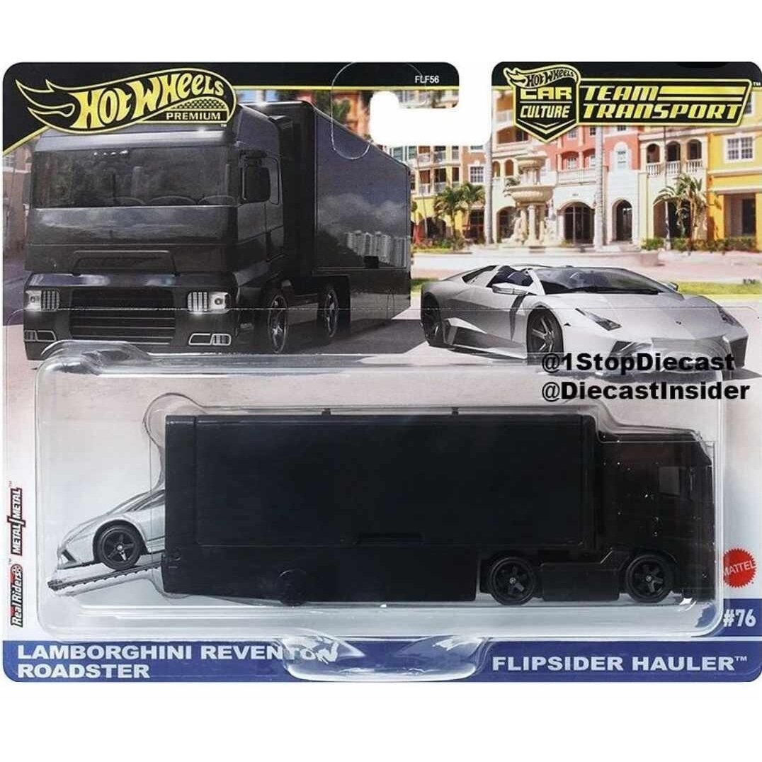 Hot Wheels Premium Team Transport Modeliukas Lamborghini Reventon Roadster and Flipsider Hauler