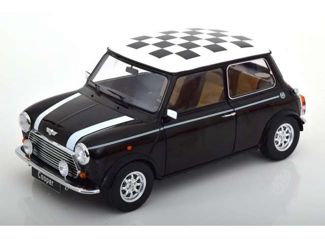 PRE-ORD3R KK Scale Modeliukas 1/12 Mini Cooper with Chequered Flag, black/white