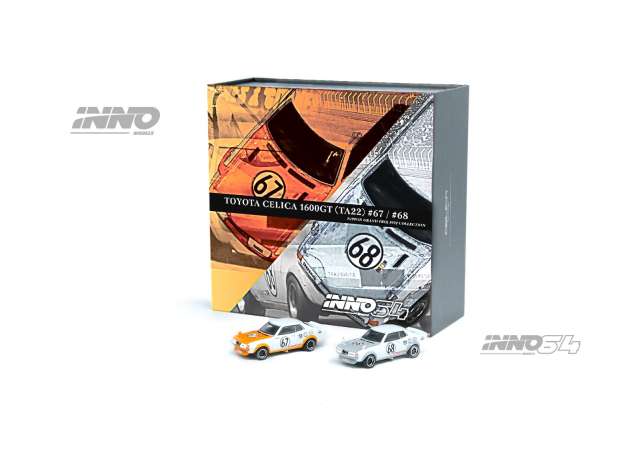PRE-ORD3R Inno64 Modeliukas Toyota Celica 1600GT TA22 #68 & #68 Nippon Grandprix 1972 set of 2