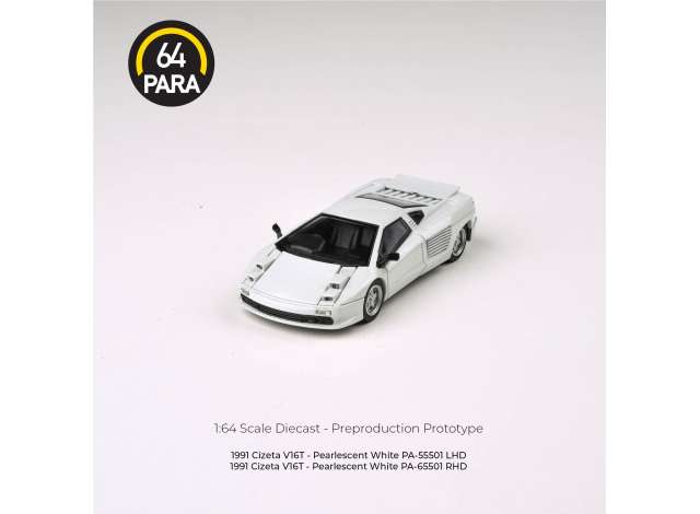 PRE-ORD3R Para64 Modeliukas 1/64 1991 Cizeta V16T, white right hand drive (cars in a deluxe Acrylic window box)