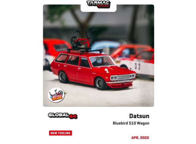 PRE-ORD3R Tarmac Modeliukas 1/64 Datsun Bluebird 510 Wagon, red