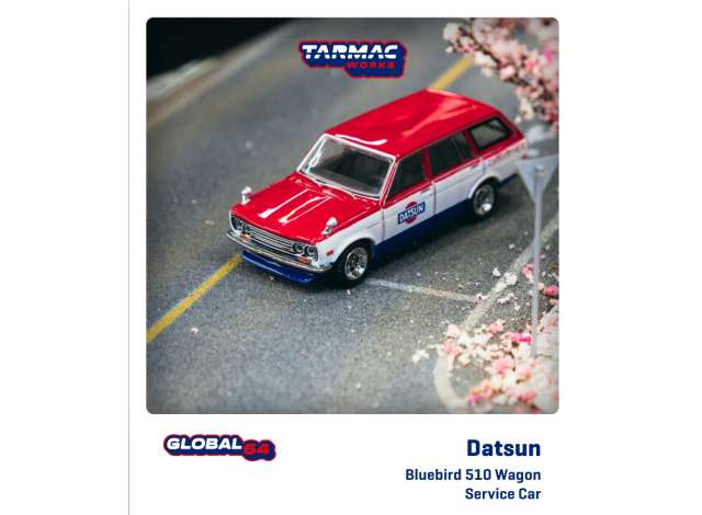 PRE-ORD3R Tarmac Modeliukas Datsun Bluebird 510 Wagon *Service Car*, red/white/blue
