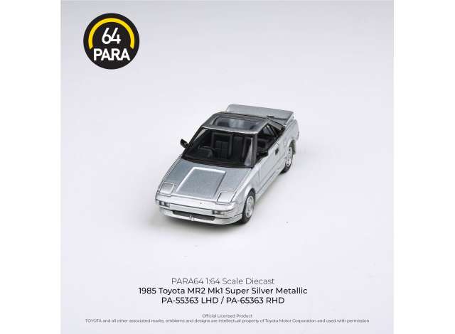 PRE-ORD3R Para64 Modeliukas 1985 Toyota MR2 MKI, silver with closed lights (cars in a deluxe Acrylic window box)