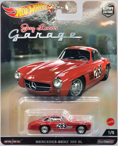 Hot Wheels Premium Modeliukas Mercedes Benz 300SL #263 *Jay Leno's Garage*, red (yra sandėlyje)
