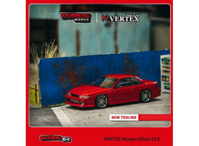 Tarmac Works Modeliukas Vertex Nissan Silvia S13, red metallic (yra Sandėlyje)