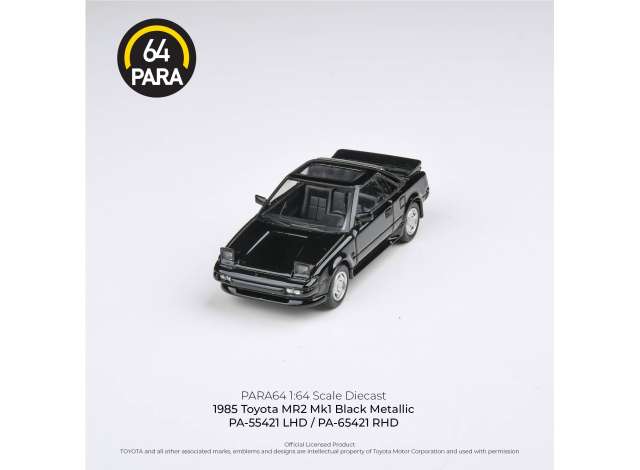 PRE-ORD3R Para64 Modeliukas 1/64 1985 Toyota MR2 MKI, black with pop up lights (cars in a deluxe Acrylic window box)