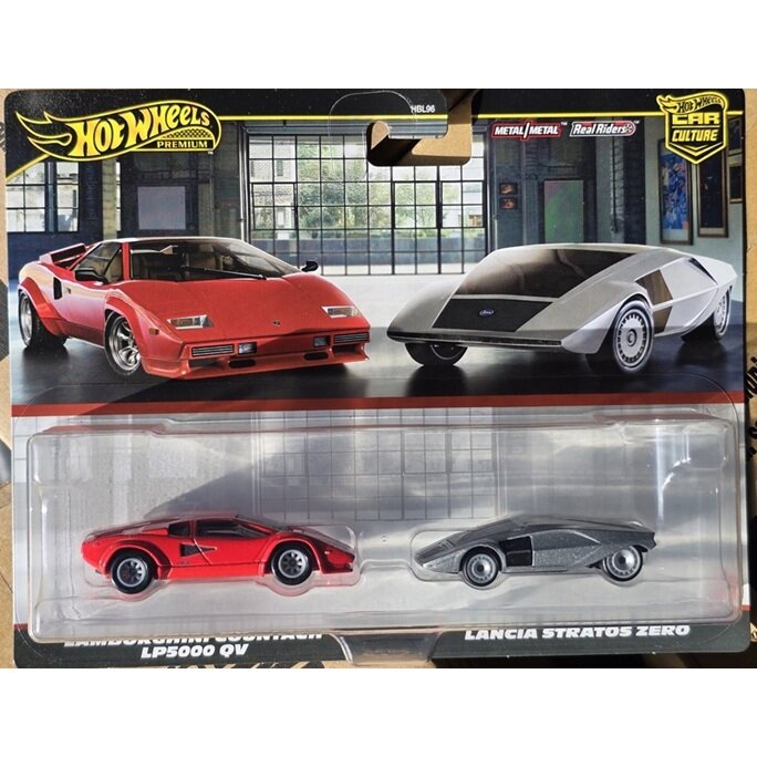 PRE-ORDER Hot Wheels Premium 2-pack Modeliukas Lancia Stratos Zero & Lamborghini Countach LP5000 QV