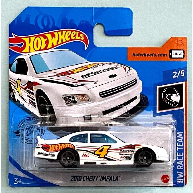 Hot Wheels Mainline Modeliukas 2010 Chevy Impala White Nascar (yra Sandėlyje)