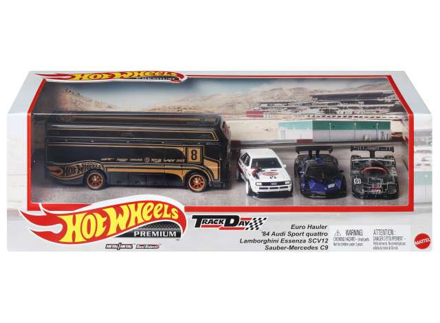 PRE-ORDER Hot Wheels Premium Diorama Modeliukas Premium Set #13 (Euro Transport Truck,Audi Sport Quattro,Mercedes Sauber C9,Lamborghini Essenza)