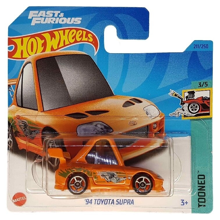 Hot Wheels Mainline Modeliukas 94 Toyota Supra tooned orange