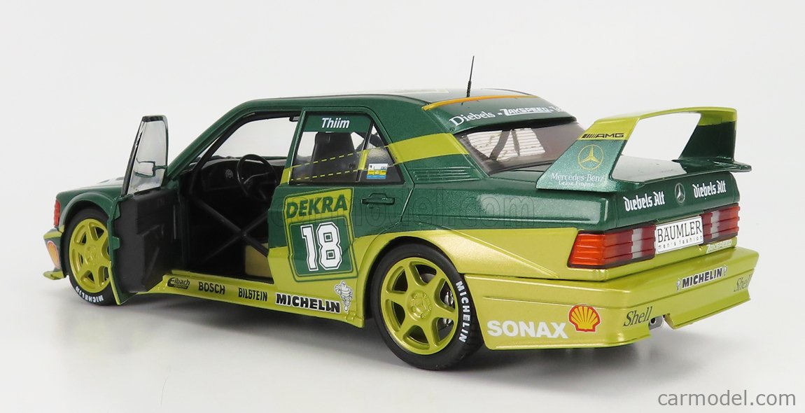 PRE-ORD3R Solido Modeliukas 1/18 1992 Mercedes Benz 190E Evo2 DTM #18, yellow/green