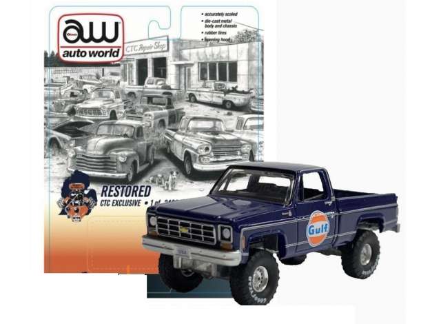 PRE-ORD3R Auto World Modeliukas 1978 Chevrolet K10 Silverado Fleet Side *Gulf* Restored version, dark blue