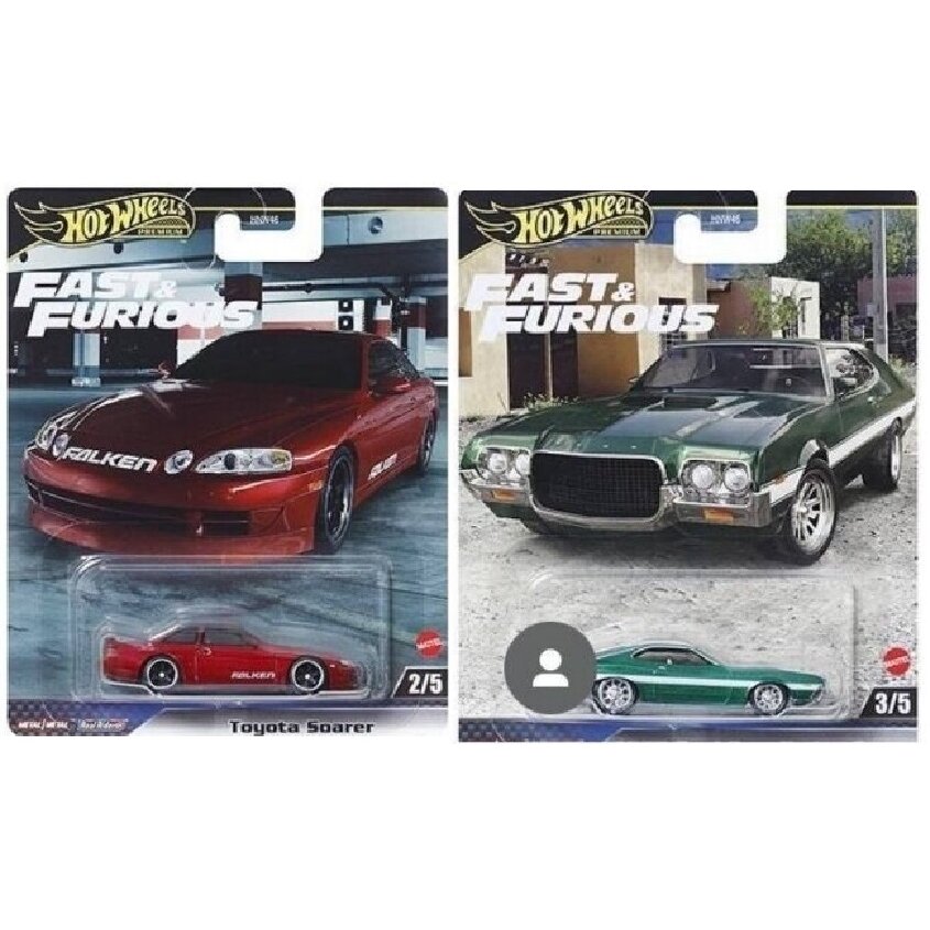 Hot Wheels Premium Fast & Furious Modeliukas Toyota Soarer + ’72 Ford Gran Torino Sport (yra Sandėlyje)